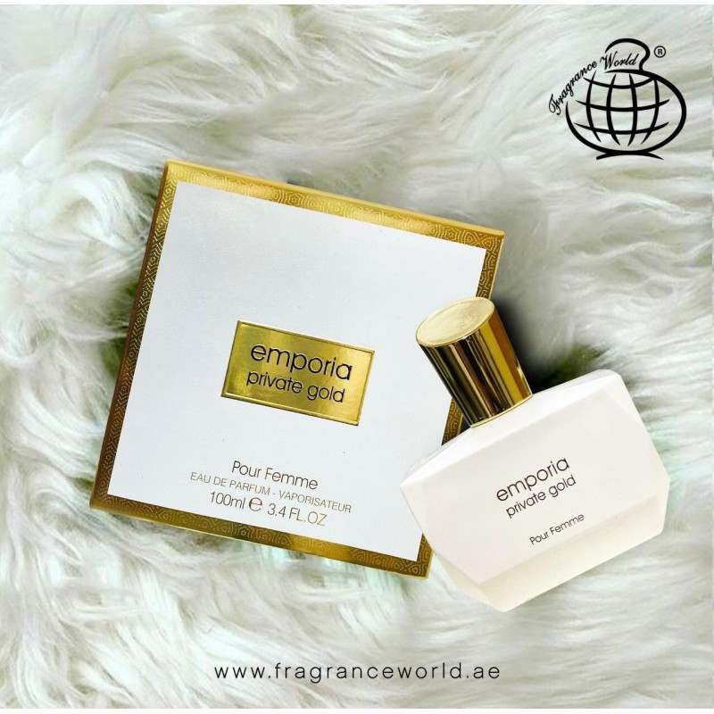 عطر زنانه Emporia Private Gold برند فراگرنس ورد Fragrance World