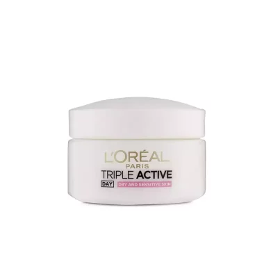 کرم سه کاره لورآل مدل triple active روز مناسب پوست خشک و حساس