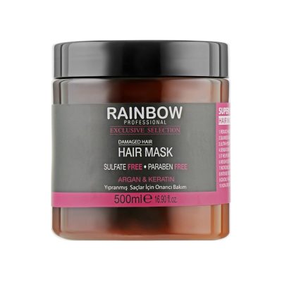 ماسک مو بدون سولفات رین بو RAINBOW BOTOX HAIR MASK مدل ارگان کراتین مو های اسیب دیده