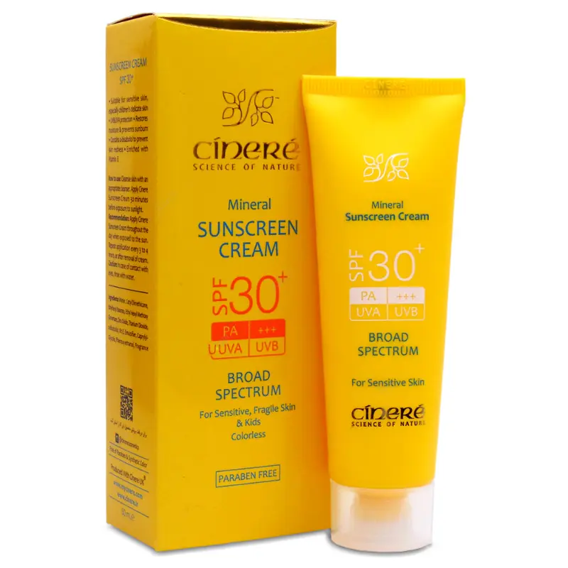 ضد آفتاب سینره مناسب پوست های حساس بی رنگ spf 30
