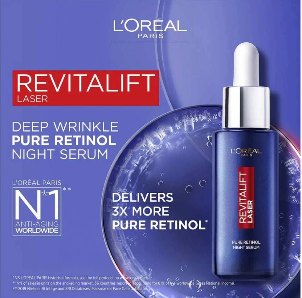 سرم شب لورال ضد چروک عمقی رتینول  مدل Revitalift Laser Pure Retinol