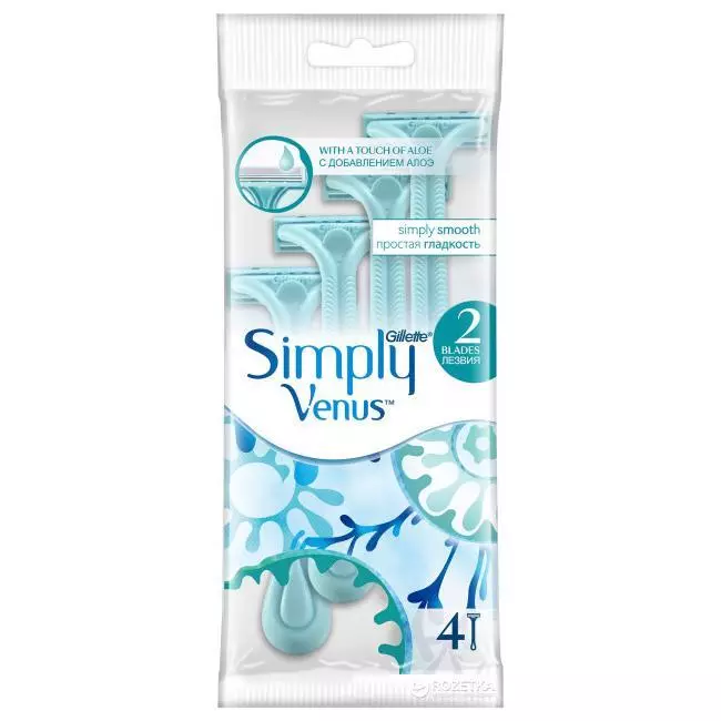 خودتراش زنانه 2 تیغه ژیلت مدل simply venus بسته 4عددی